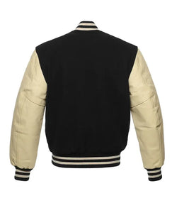 Black And Cream Varsity Jacket View 3