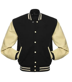 Black And Cream Varsity Jacket View 2