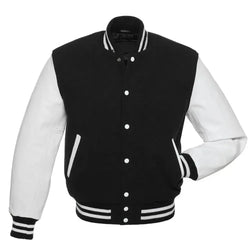 Black and White Varsity Jacket View 1