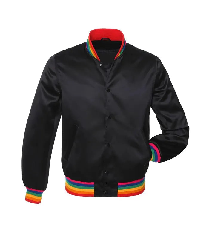 Black Rainbow Satin Jacket