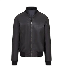 Black Varsity Bomber Jacket View 1