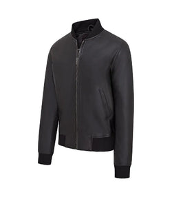 Black Varsity Bomber Jacket View 3