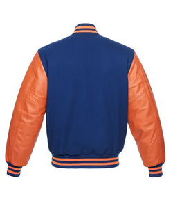 Royal Blue and Orange Varsity Jacket View 2