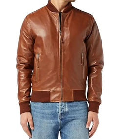 Brown Varsity Bomber Jacket View 3