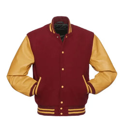 Burgundy and Gold Varsity Jacket View 3
