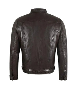 Dark Brown Leather Trucker Jacket View 2