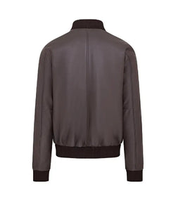 Dark Brown Varsity Bomber Jacket View 2