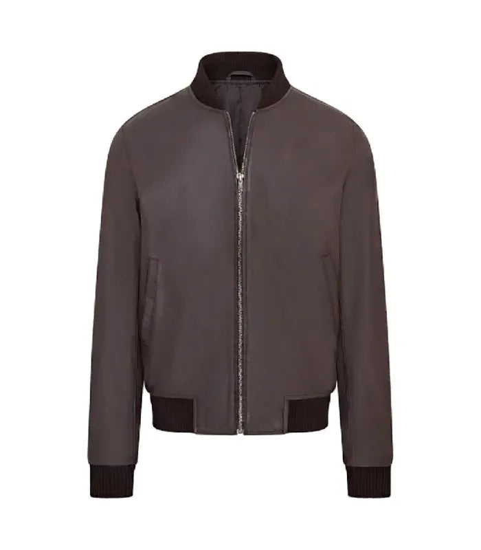 Dark Brown Varsity Bomber Jacket