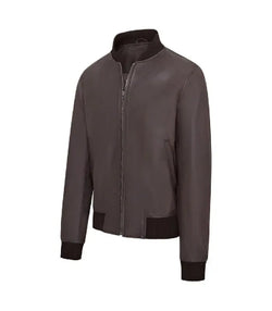 Dark Brown Varsity Bomber Jacket View 3