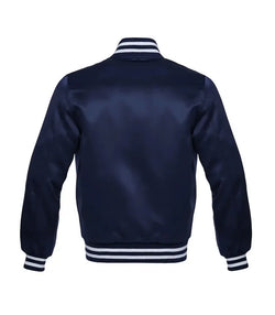 Navy Blue Satin Jacket View 2