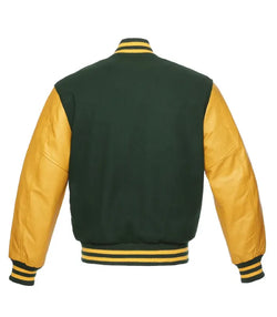 Forest Green and Gold Varsity Jacket View 2