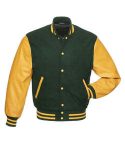 Forest Green and Gold Varsity Jacket View 1
