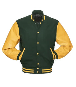 Forest Green and Gold Varsity Jacket View 3