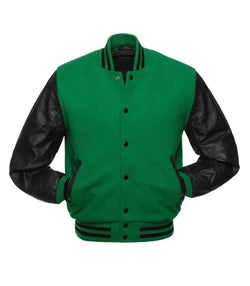 Green and Black Letterman Varsity Jacket View 2