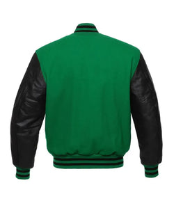 Green and Black Letterman Varsity Jacket View 3