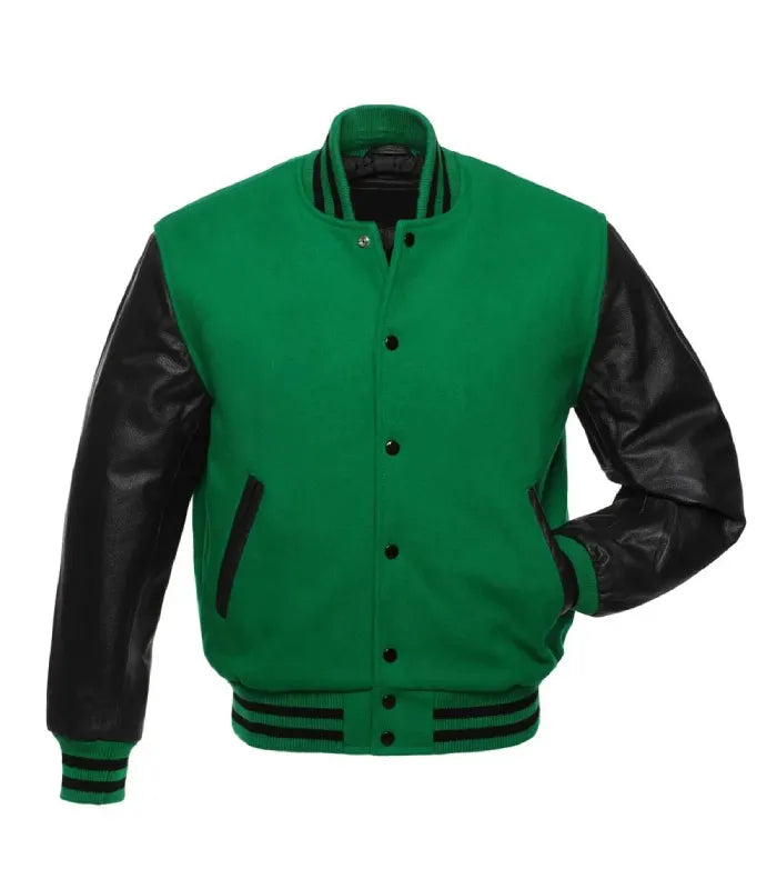 Green and Black Letterman Varsity Jacket