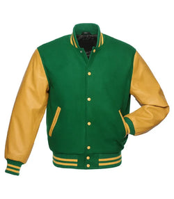 Green and Gold Varsity Jacket View 1