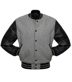 Grey and Black Varsity Jacket View 3