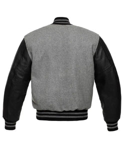 Grey and Black Varsity Jacket View 2