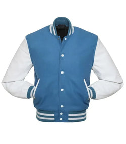 Light Blue and White Varsity Jacket View 2