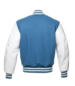 Light Blue and White Varsity Jacket View 3