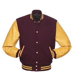 Maroon and Gold Varsity Jacket View 3