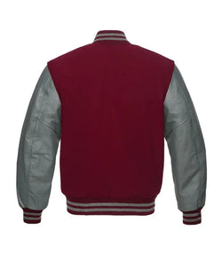 Maroon and Grey Letterman Jacket View 2