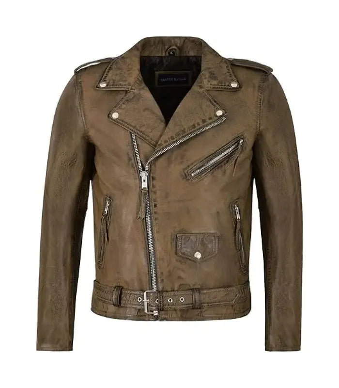 Bronze Brown Leather Biker Jacket