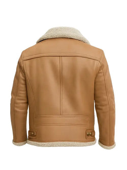 Mens Classic Tan Shearling Aviator Jacket View 2