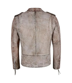 Light Brown Leather Biker Jacket View 2