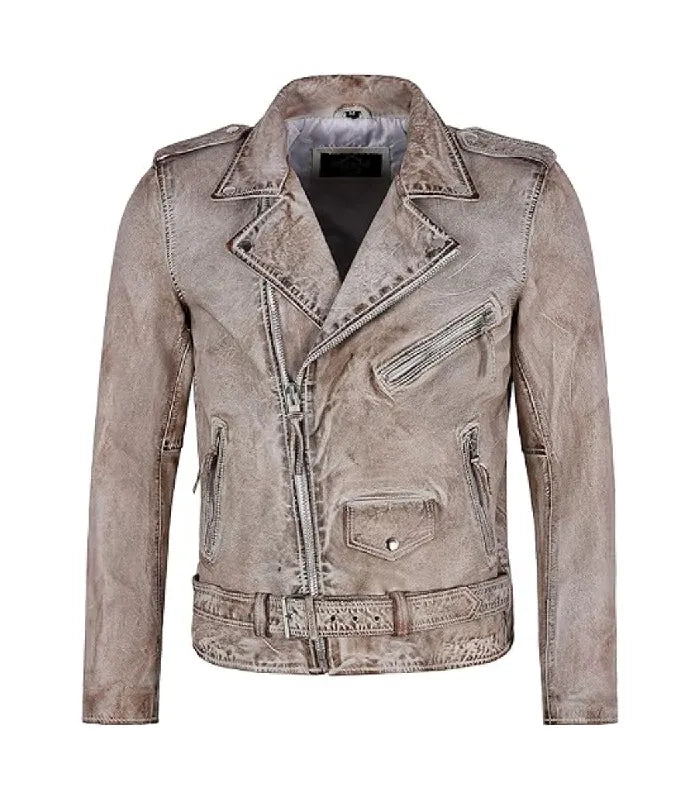 Light Brown Leather Biker Jacket