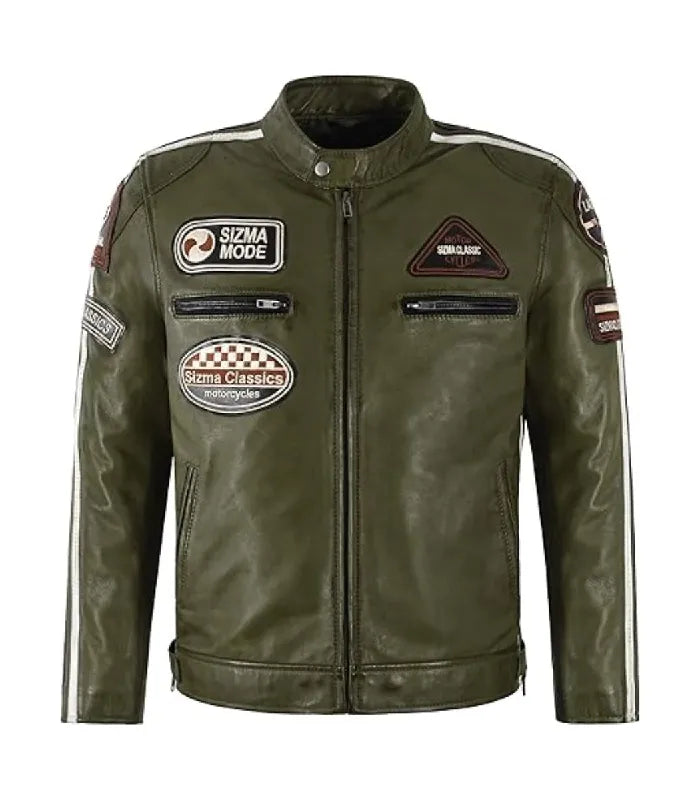 Olive Classic Motorcycle Leather Jacket