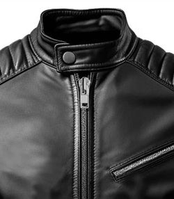 Black Slim Fit Leather Jacket View 3