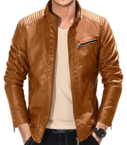 Mens Brown Motorcycle Leather Jacket View 3