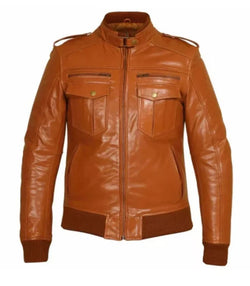 Tan Touring Motorcycle Leather Jacket View 1