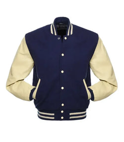Navy and Cream Varsity Jacket View 3