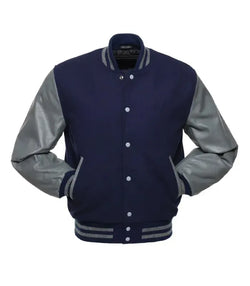 Navy and Grey Varsity Jacket View 3