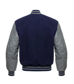 Navy and Grey Varsity Jacket View 2