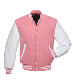 Pink and White Varsity Jacket View 3