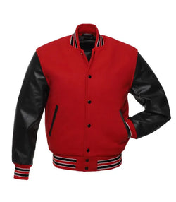 Red and Black College Varsity Jacket View 1