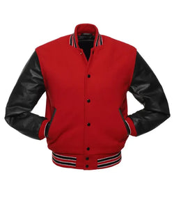 Red and Black College Varsity Jacket View 3