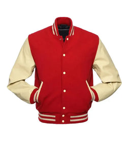 Red and Cream Varsity Jacket View 2