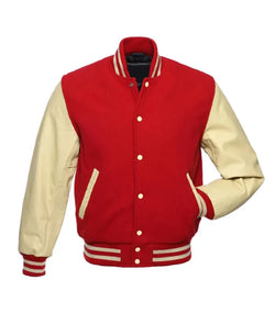 Red and Cream Varsity Jacket View 1