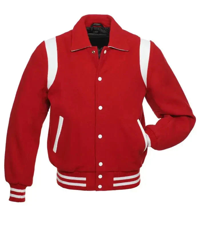 Retro Red Wool Varsity Jacket
