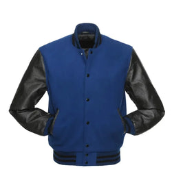 Royal Blue and Black Varsity Jacket View 2