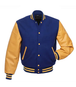 Royal Blue and Gold Varsity Jacket View 1