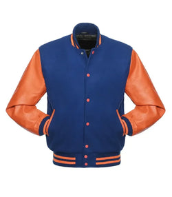 Royal Blue and Orange Varsity Jacket View 3