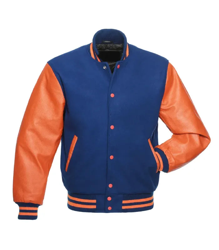 Royal Blue and Orange Varsity Jacket
