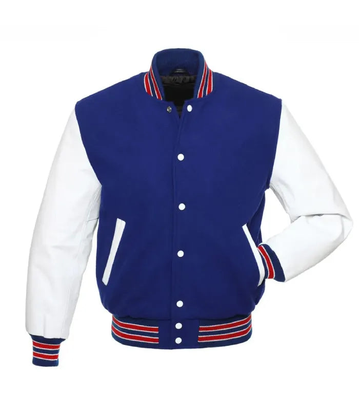 Royal Blue and White College Varsity Jacket