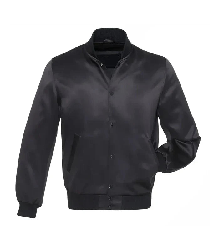 Solid Black Satin Jacket